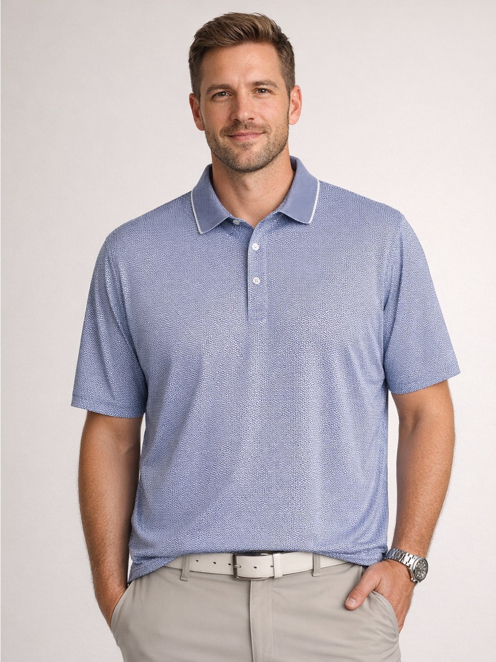 Hickey Freeman Navy Patterned Polo Shirt